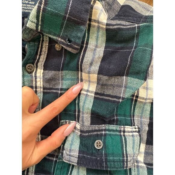 Faded Glory M Green blue flannel shirt - Picture 3 of 5